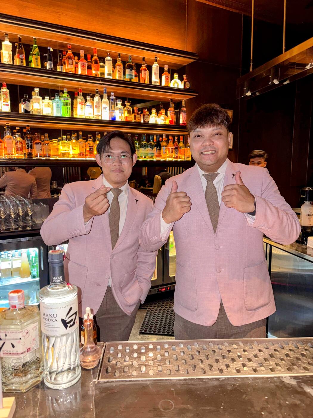 Pond and Bank, bartenders from 1970 Bar Bangkok, at Visk, Taj Deccan Hyderabad