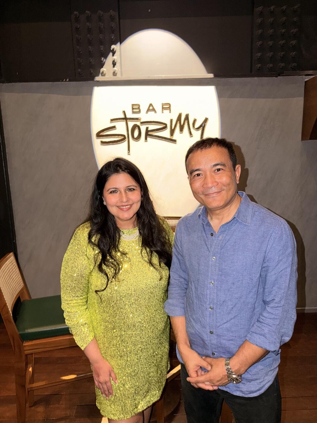 Reema with Yangdup Lama at Bar Stormy, Financial District, Hyderabad