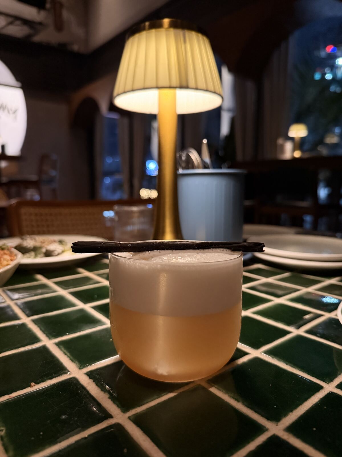 Stormy Samba cocktail with vanilla bean garnish at Bar Stormy, Financial District, Hyderabad
