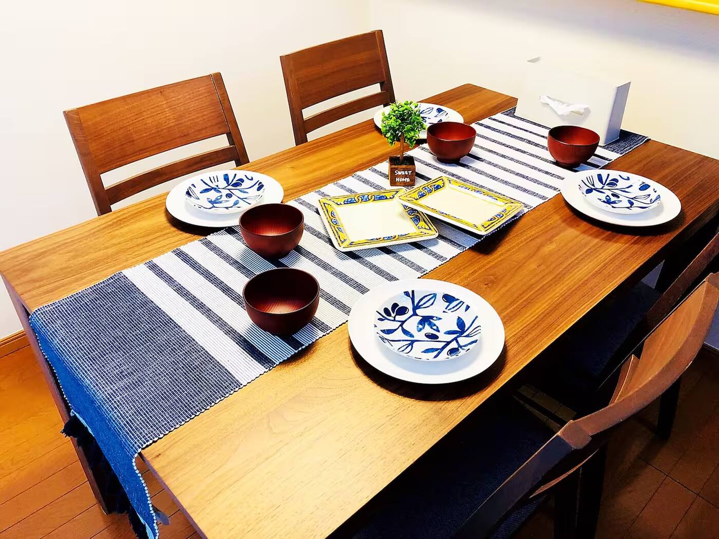 Fully stocked kitchen and dining area at the Hakone Airbnb