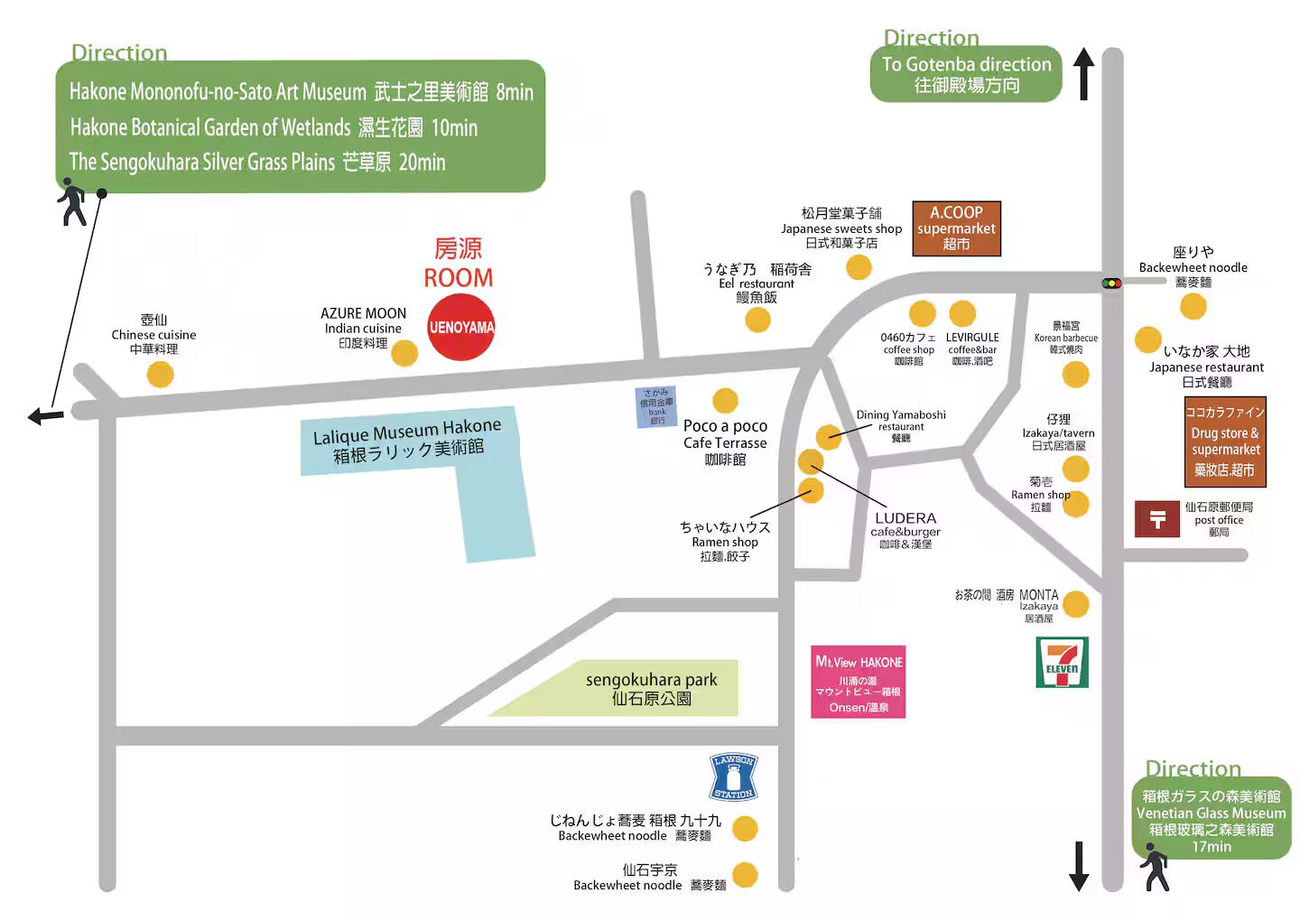 Map and directions to the Hakone Airbnb via Odawara Station