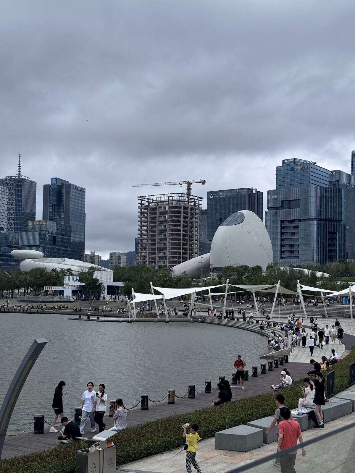 The giant white egg-shaped building at Shenzhen Talent Park, the landmark to look for near the drone delivery kiosk